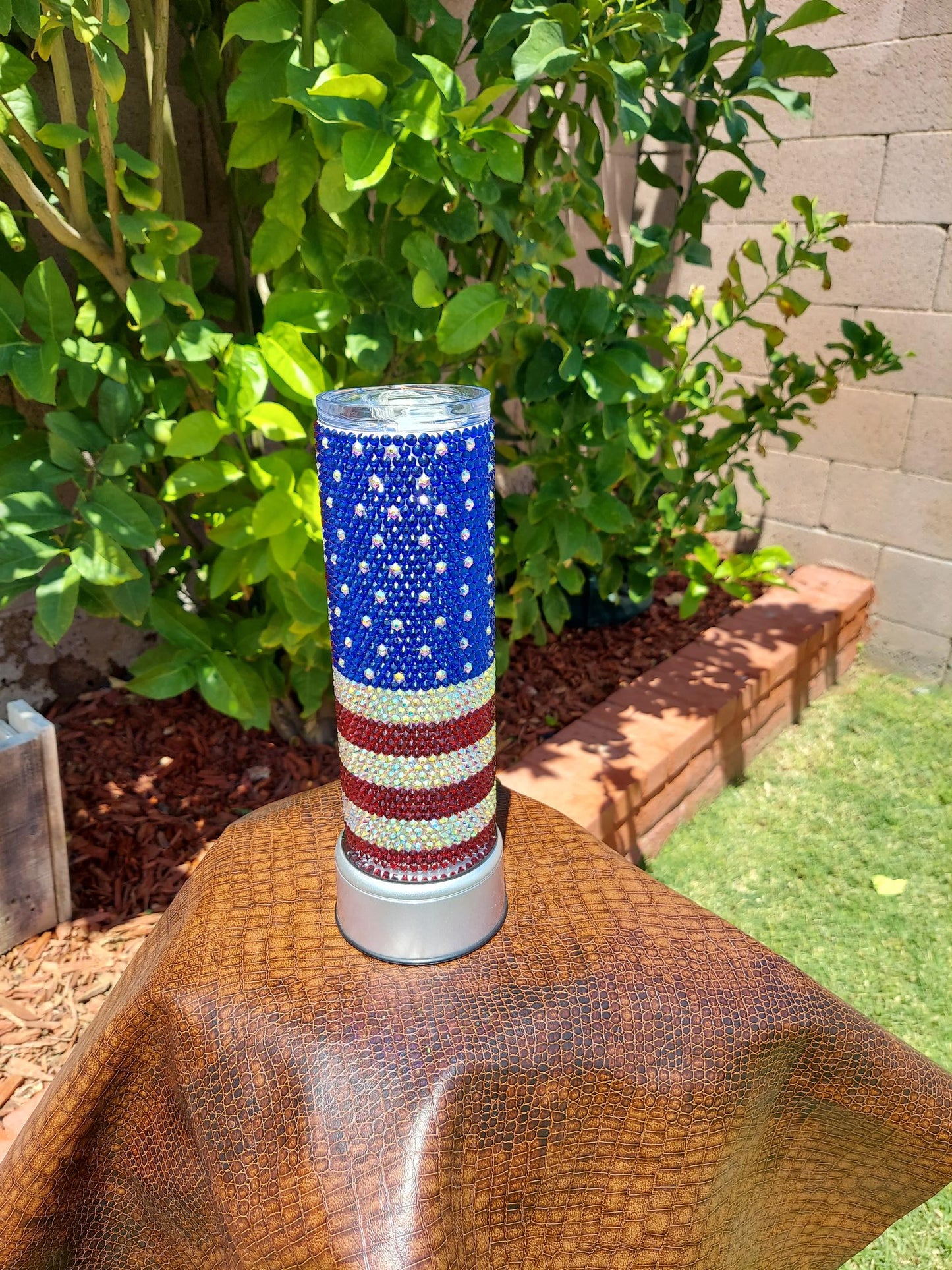 20oz American Flag Rhinestone Tumbler