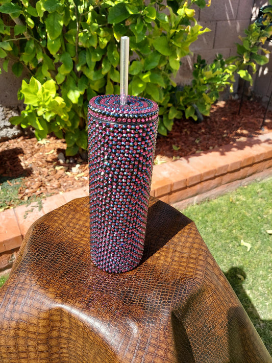 Hot Pink/Fuchsia and Black Tumbler