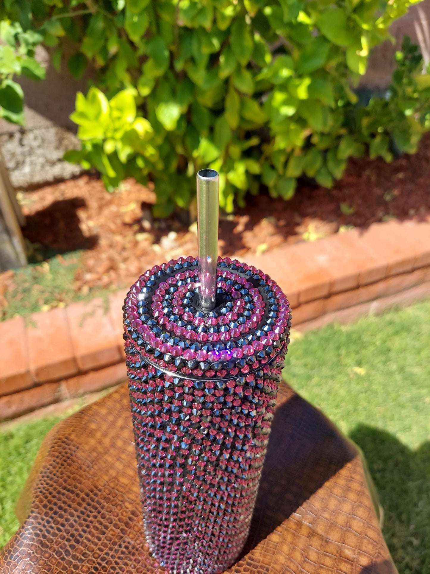 Hot Pink/Fuchsia and Black Tumbler