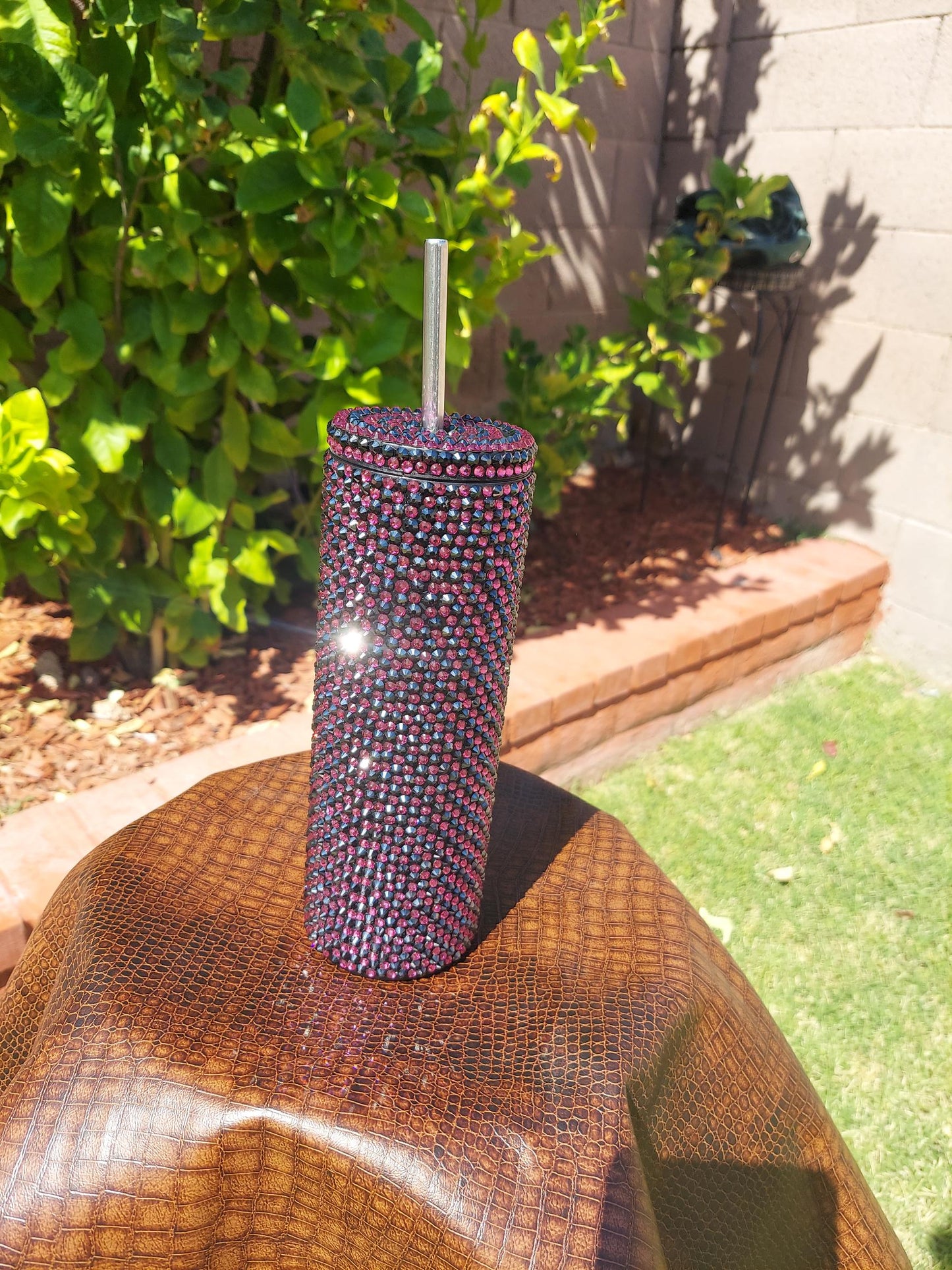 Hot Pink/Fuchsia and Black Tumbler